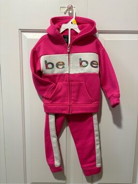 bebe Girls' Hot Pink Hooded Sweatshirt & Jogger Set 4T